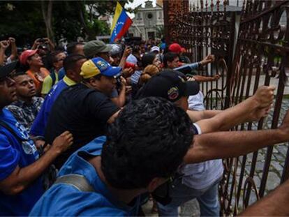 Chavista protesters stormed the National Assembly on Sunday.