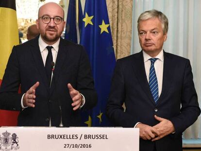 El primer ministro belga y su ministro de Exteriores, este jueves.