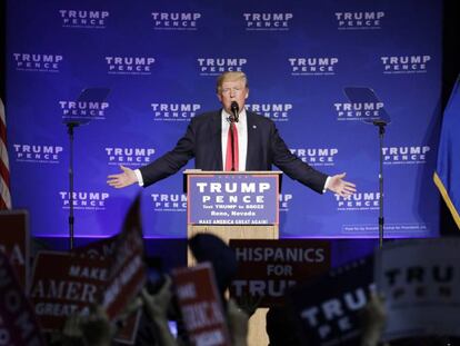Donald Trump, en un mitin en la localidad de Reno (Nevada), ayer.