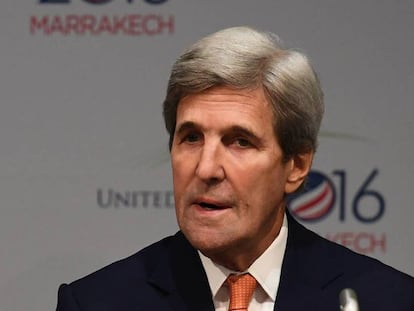 John Kerry este miércoles en la Cumbre del Clima de Marrakech.