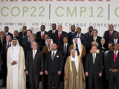 Líderes mundiales en la Cumbre del Clima de Marrakech el martes.