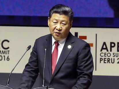 El presidente chino, Xi Jinping, durante su mensaje al foro de la APEC.