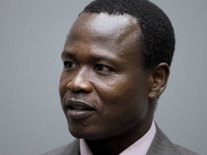 El rebelde ugandés Dominic Ongwen, durante la primera sesión del juicio que se celebra, este martes, contra él en la Corte Penal Internacional en La Haya.