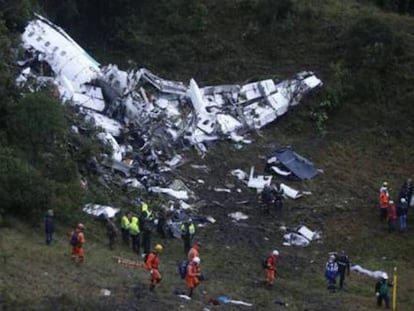Restos del avión siniestrado en Colombia.