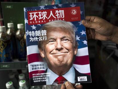 Foto de Trump en la portada del 14 de noviembre de la revista china 'Global People'. En vídeo, la reacción de China a sus declaraciones.