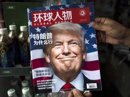 Foto de Trump en la portada del 14 de noviembre de la revista china 'Global People'. En vídeo, la reacción de China a sus declaraciones.