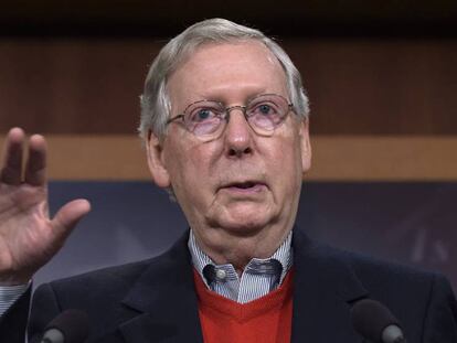 El líder republicano del Senado, Mitch McConnell, este lunes.