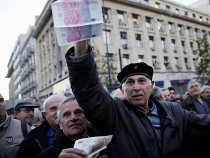 Manifestación de pensionistas, el jueves en Atenas.