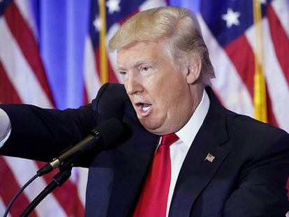 Trump durante la rueda de prensa este miércoles.