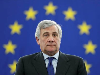 Tajani, en la sede de la Eurocámara en Estrasburgo,ayer.