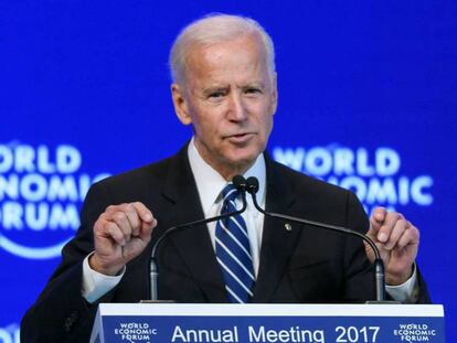 El vicepresidente de EE UU, Joe Biden, en el Foro Económico de Davos (Suiza) el 18 de enero de 2017.