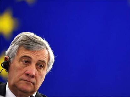 Antonio Tajani, en su primera jornada como presidente de la Eurocámara.
