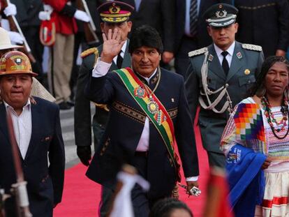 Evo Morales, el domingo antes de su discurso en el Congreso en La Paz.