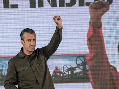 El vicepresidente de Venezuela Tareck El Aissami en un mítin en enero.