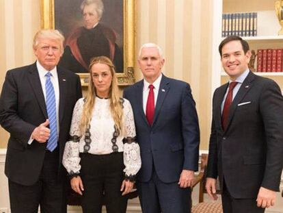 Donald Trump, Lilian Tintori, Mike Pence y Marco Rubio.