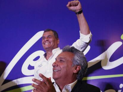 Correa y Moreno celebran los resultados de las elecciones en Ecuador.