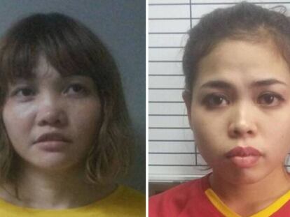 Fotos policiales de la vietnamita Doan Thi Huong (i) y la indonesia Siti Ashyah. HANDOUT AFP