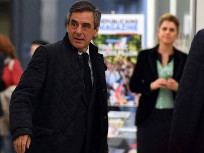 François Fillon en la sede de los Republicanos en París, este lunes.