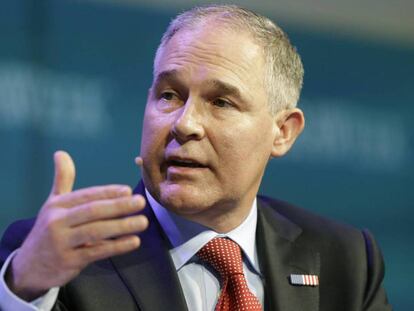 El jefe de la EPA, Scott Pruitt, este jueves en un evento en Houston.