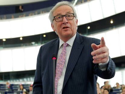 Jean-Claude Juncker se dirige al Parlamento Europeo en Estrasburgo.
