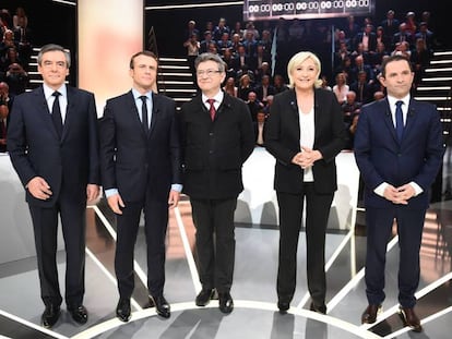 Los cinco candidatos antes del debate.