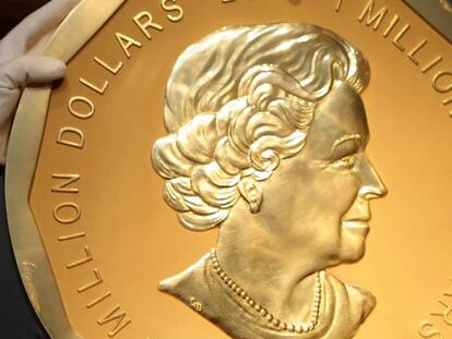 La moneda de oro de un millón de dólares canadienses en 2010.