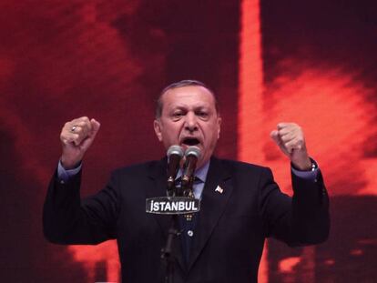 El presidente turco, Recep Tayyip Erdogan, en un acto electoral el pasado día 12 de abril.