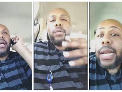El asesino en distintos momentos del vídeo en el que retransmite su crimen en Facebook Live. En vídeo, el perfil de Stephens.