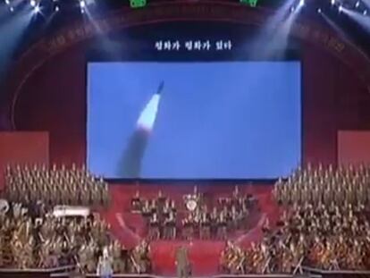 La recreación del ataque simulado con un misil de Corea del Norte a EE UU.