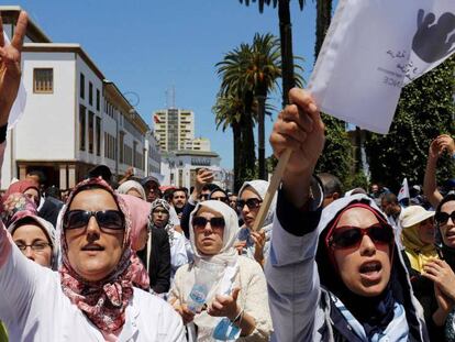 Mujeres marroquíes, en una protesta en Rabat.