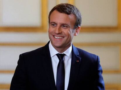 El presidente Emmanuel Macron en el Elíseo el lunes, tras la victoria en las legislativas.