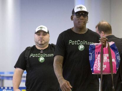 Dennis Rodman, en el aeropuerto de Pekín.