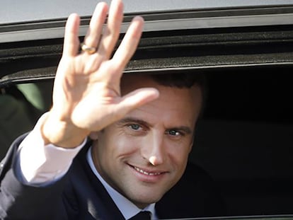 El presidente Macron después de votar el 18 de junio en Le Touquet.