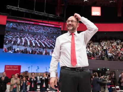 Martin Schulz, candidato de los socialdemócratas alemanes, en el congreso del partido el 25 de junio en Dortmund.