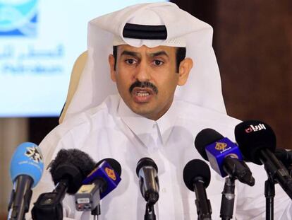 Saad al Kaabi, presidente de Qatar Petroleum (QP), durante la conferencia de prensa sobre el aumento de producción de gas en Doha, Qatar.