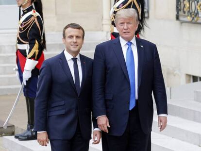 Emmanuel Macron y Donald Trump, este jueves en el Elíseo, en París.