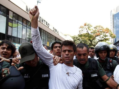 Leopoldo López en una protesta.