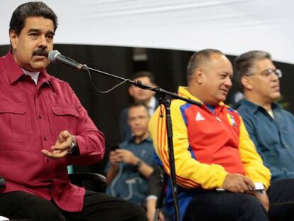 Maduro, junto a Diosdado Cabello y Elias Jaua.