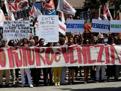 Venecianos protestan contra el turismo el pasado 2 de julio.