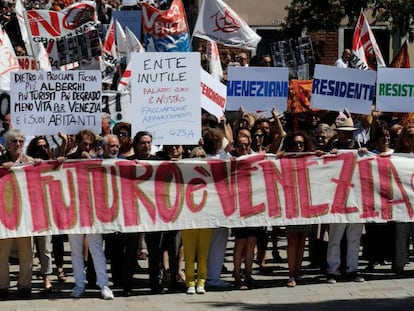 Venecianos protestan contra el turismo el pasado 2 de julio.