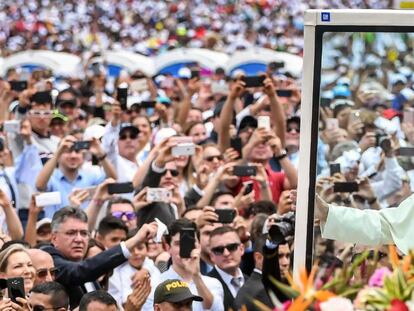El papa Francisco, este sábado en Medellín.