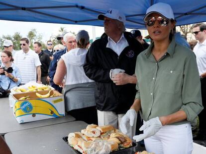 Trump y su esposa Melania este jueves en Naples, Florida