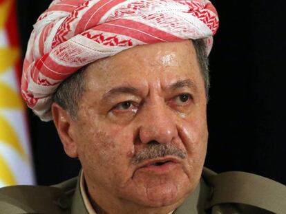 Masoud Barzani, presidente del Kurdistán iraquí, en rueda de prensa en Erbil.