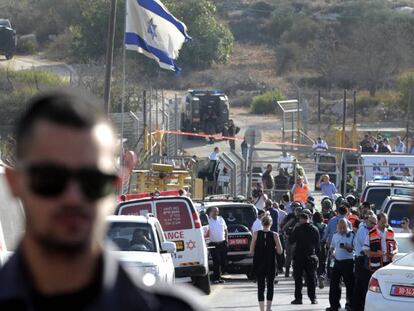 Lugar del atentado en el asentamiento judío Has Adar cerca de Jerusalén en Cisjordania.