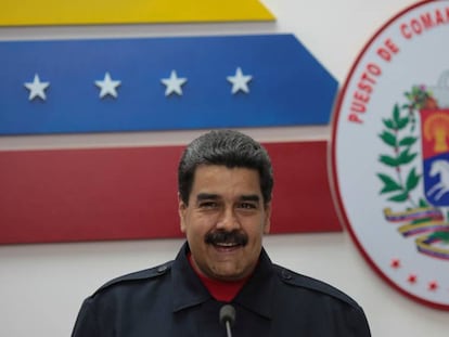 Nicolás Maduro, este domingo en el Palacio de Miraflores.