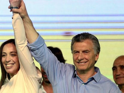 Mauricio Macri y Maria Eugenia Vidal celebran su victoria tras los resultados en las Elecciones Legislativas en Argentina
