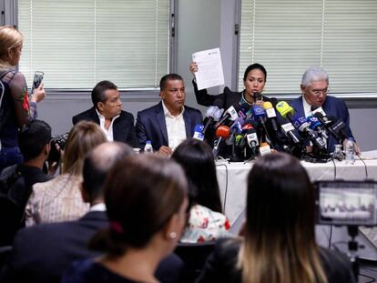 Acto de juramento de Alfredo Díaz, Laidy Gómez, Ramón Guevara y Antonio Barreto, el lunes.