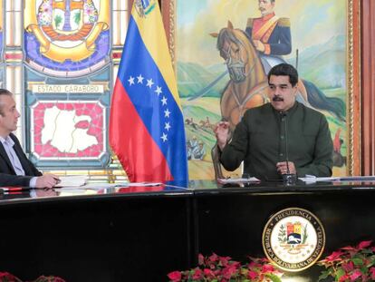 Nicolás Maduro y el vicepresienteTareck El Aissami este lunes en Caracas.