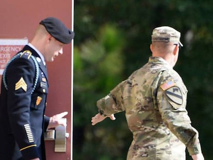 El sargento Bergdahl abandona el juzgado este viernes.