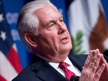 El secretario de Estado, Rex Tillerson, en el Woodrow Wilson Center, en Washington.